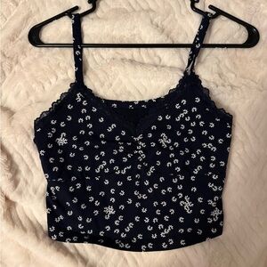 SHEIN Navy Floral Lace Cami Top